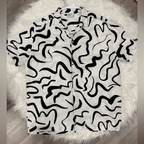 Level Ten Black and White Swirl Pattern Men's Shirt Size M - Picture 1 of 6